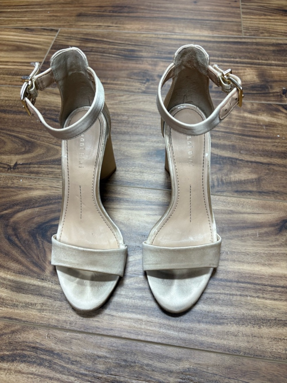 Gianni Bini “Joenah” Heels, Satin Ankle Strap, 3.5 inch Block Heel, Size 5.5
